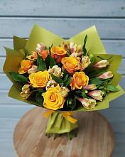 Букет цветов из:  Альстромерии и Розы в Мамедкалу