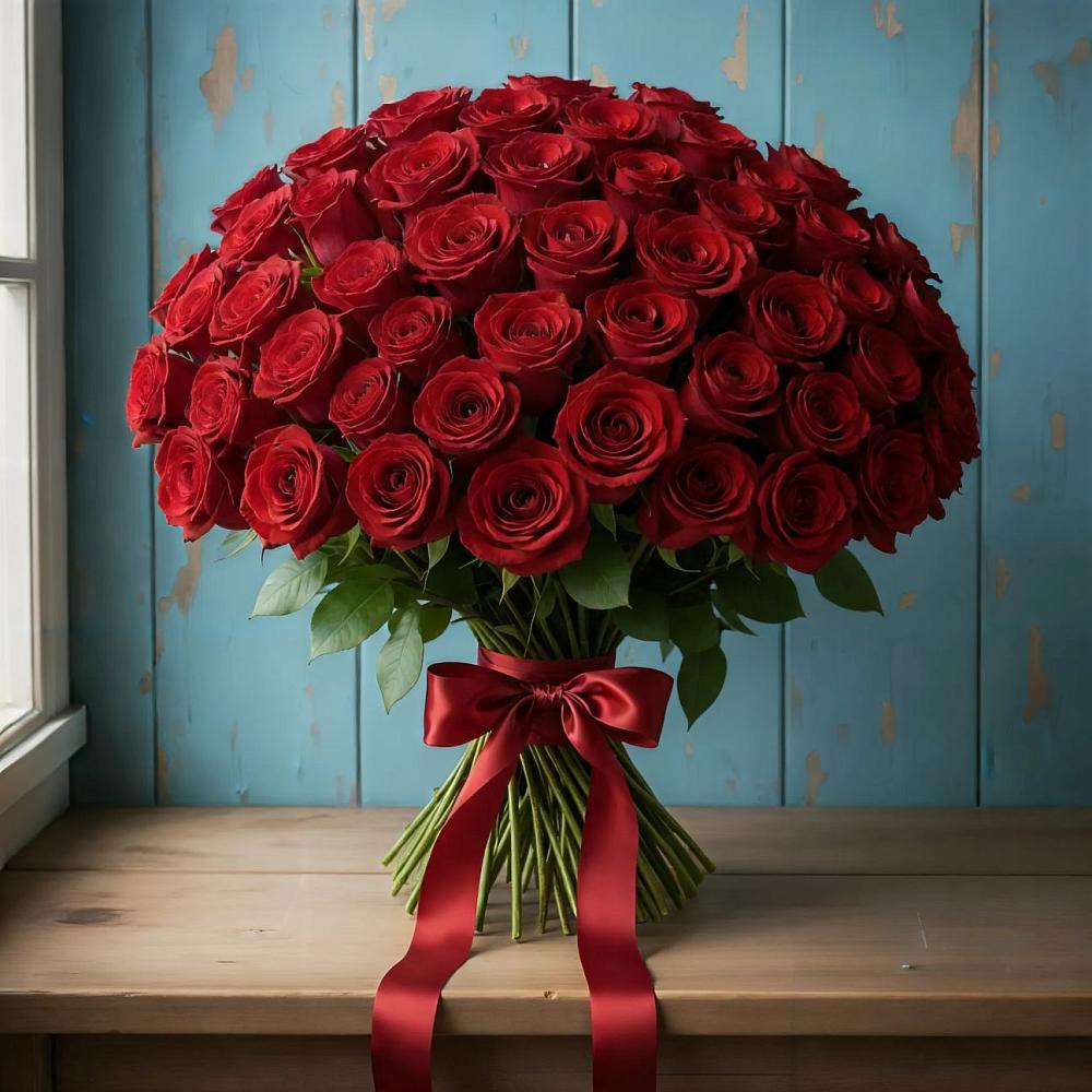 Букет Красные розы Блэк Меджик в Мамедкалу