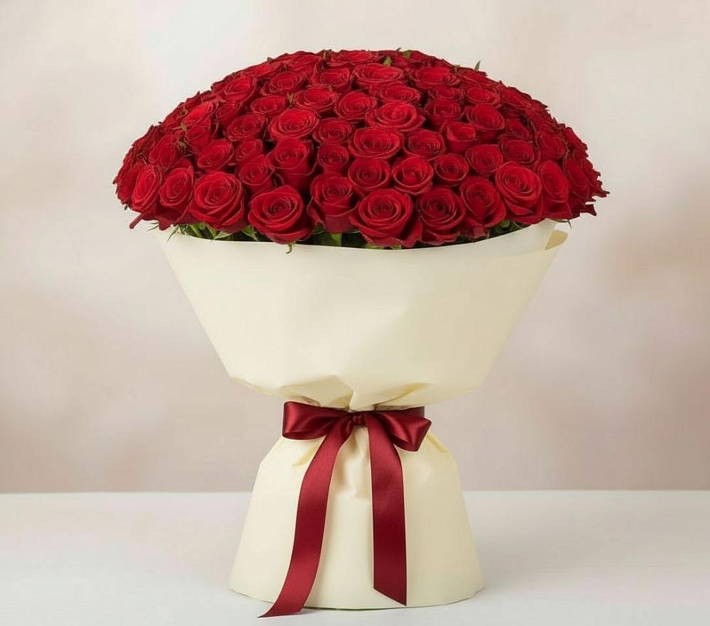 Букет 101 Красная роза Милано в Мамедкалу