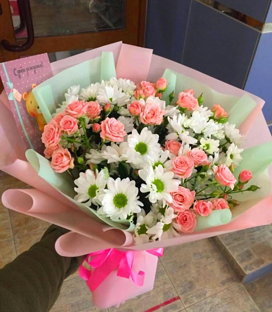 Букет цветов из: Розы и Хризантемы в Мамедкалу