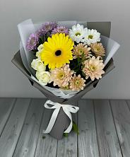 Букет цветов из:  Розы, Герберы и Хризантемы в Мамедкалу