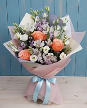 Букет цветов из:  Лизиантусы, Розы, Альстромерии и Гипсофила #REPLACE_PRED# Мамедкалу