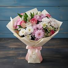 Букет цветов из:  Хризантемы, Альстромерии и Розы в Мамедкалу