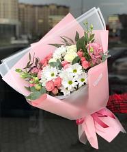 Букет цветов из:  Розы, Лизиантусы и Хризантемы в Мамедкалу