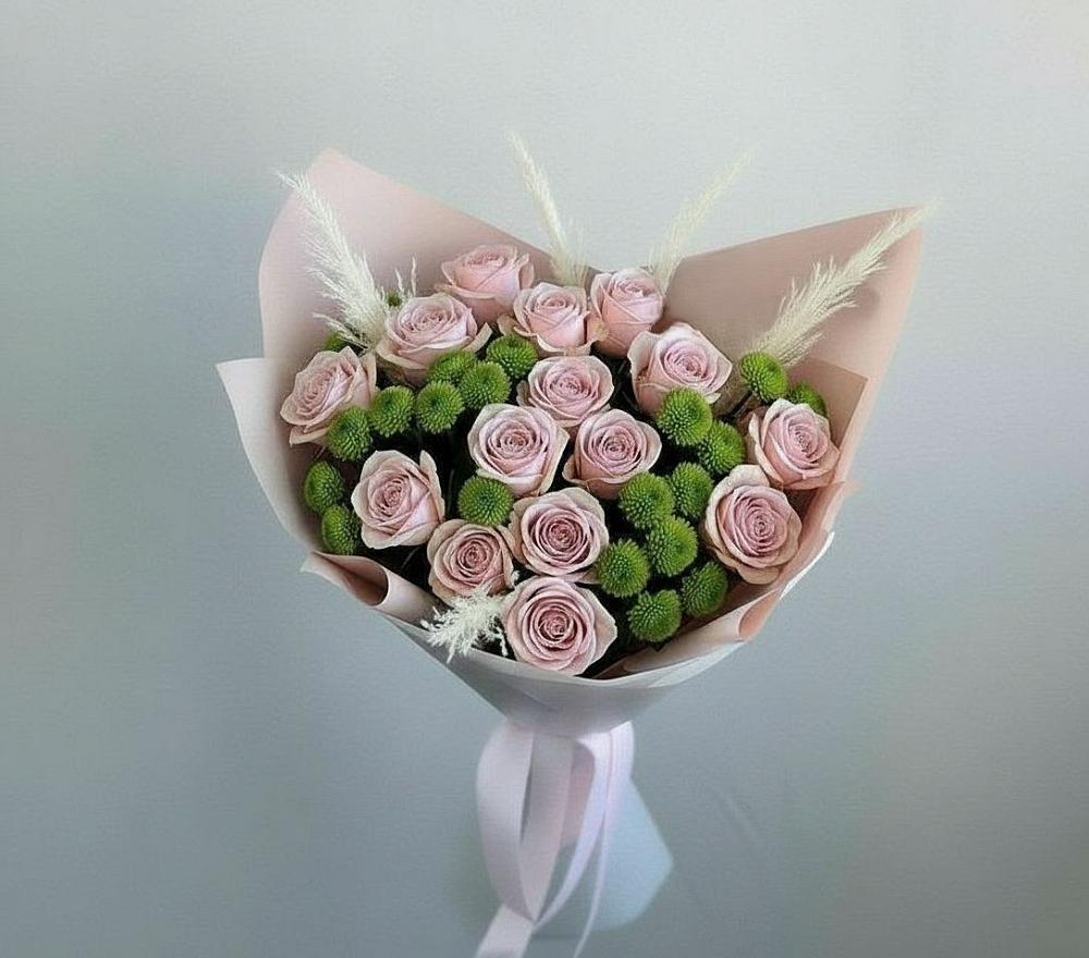 Букет цветов из: Розы и Хризантемы в Мамедкалу