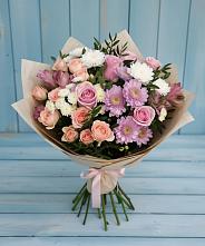 Букет цветов из:  Хризантемы, Розы и Альстромерии #REPLACE_PRED# Мамедкалу