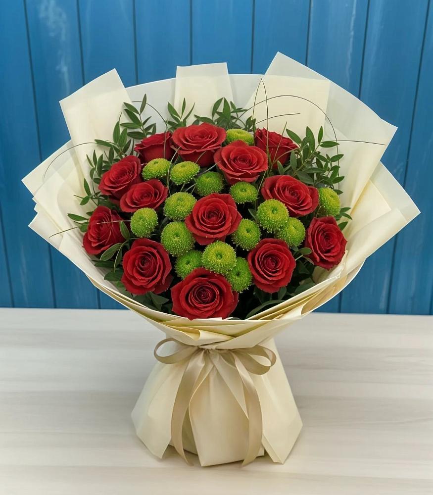 Букет цветов из: Розы и Хризантемы в Мамедкалу