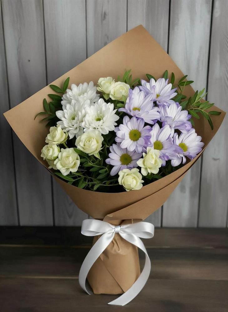 Букет цветов из: Хризантемы и Розы в Мамедкалу